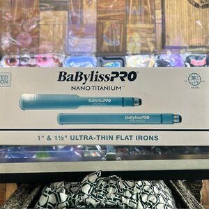 SOLD BaBylissPRO Nano Titanium Ultra-Thin Flat Iron Set 1" & 1½" Blue